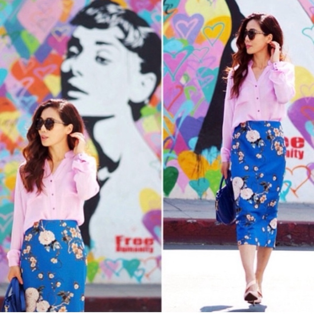 L’AGENCE Purple Silk Blouse